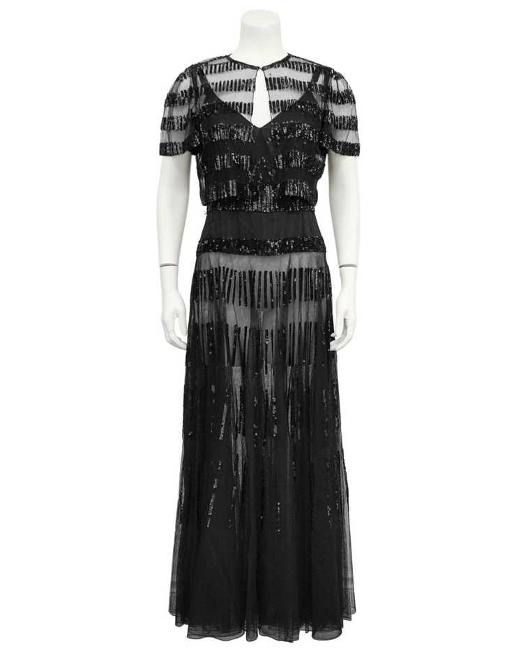 Black Sheer and Sequin Gown Ensemble - image 3