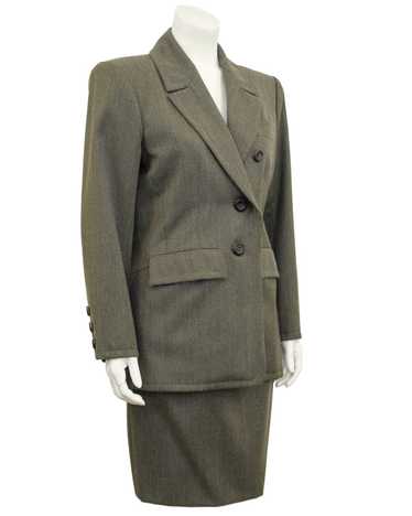Yves Saint Laurent Khaki Wool Skirt Suit