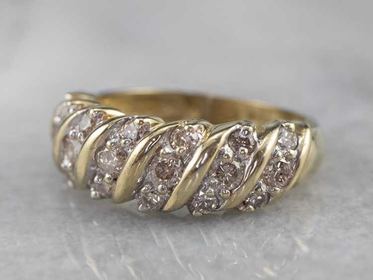 Vintage Gold Diamond Cocktail Ring - image 3