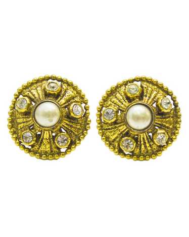Chanel Gold pearl and rhinestone earrings