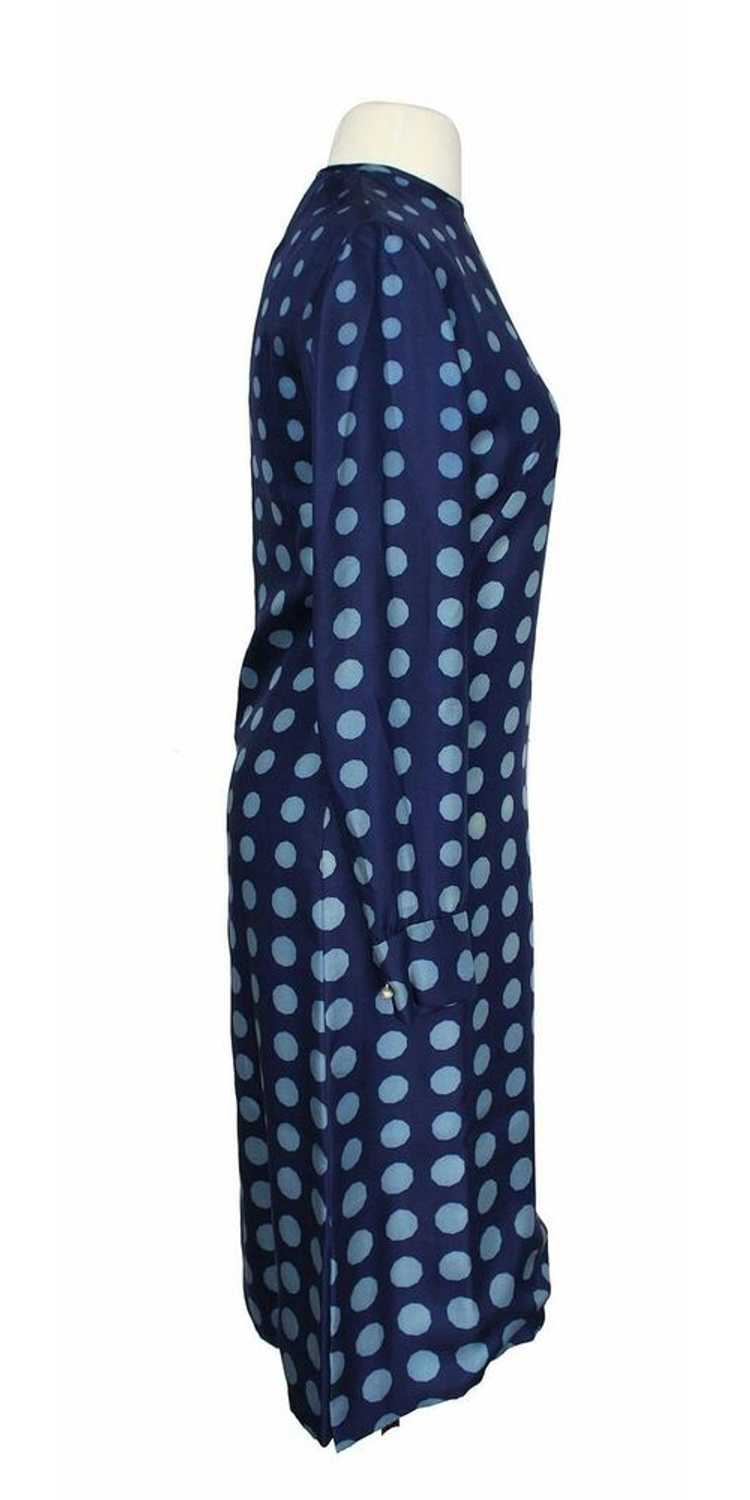 Vintage Adele Simpson 1960s Blue Polka Dot Dress - image 2