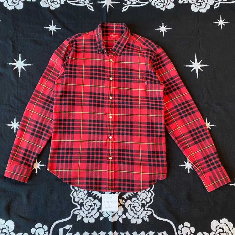 Supreme FW13 Supreme Tartan Flannel L/S Shirt Red… - image 1