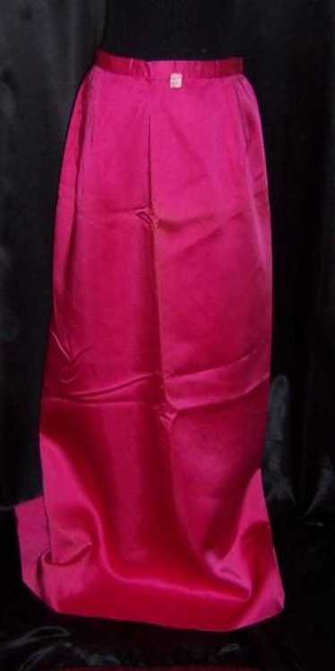 Vtg Hot Pink Long Satin Skirt