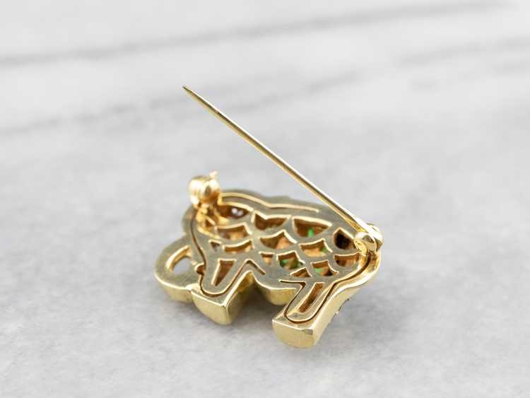 Diamond Tsavorite Garnet Gold Elephant Brooch - image 7