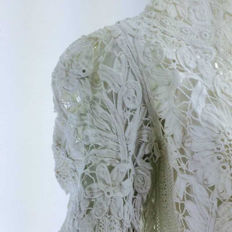 Battenburg white tape lace coat handmade Victorian - image 8