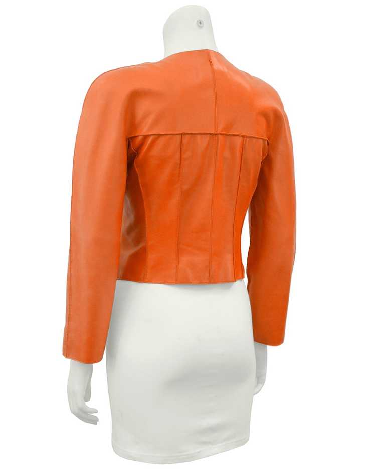 Chanel Orange Cropped Leather Jacket - image 2
