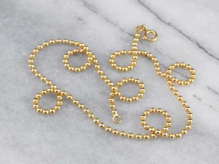 Vintage 14K Yellow Gold Beaded Chain - image 2
