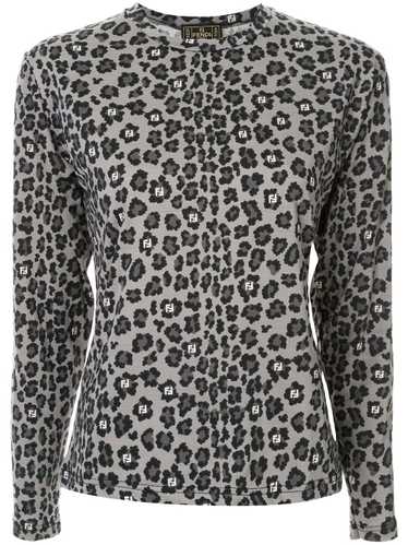 Fendi Pre-Owned leopard monogram longsleeved T-shi