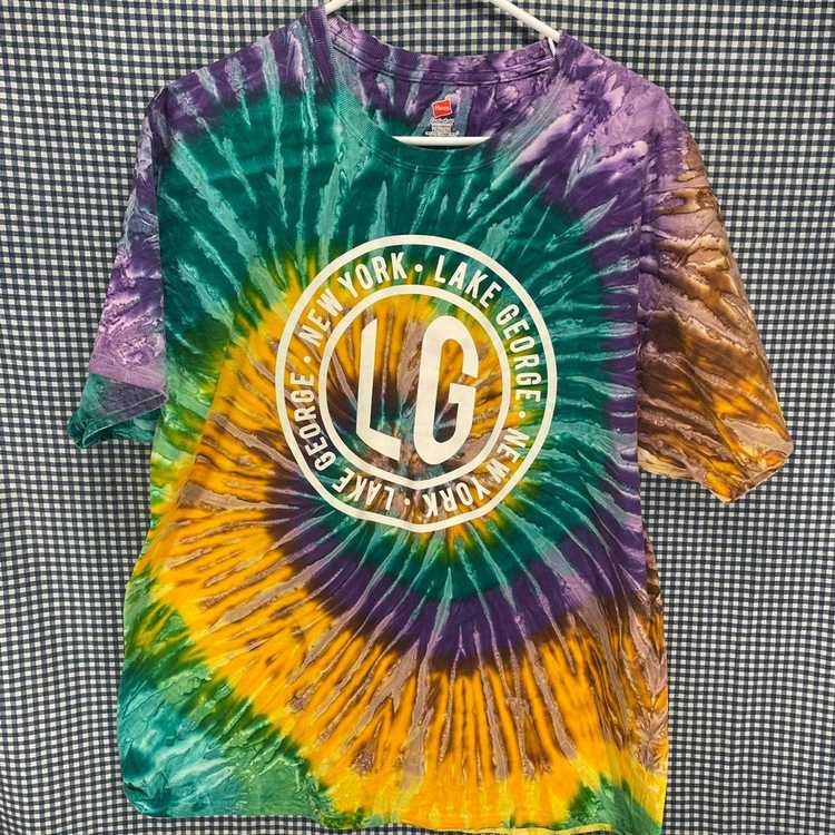 Hanes New York Lake George Tie Dye T-Shirt Men’s … - image 1
