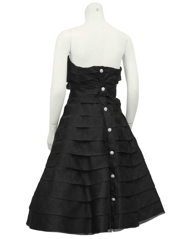 Victor Costa Black Tiered Chiffon Strapless Cockt… - image 2
