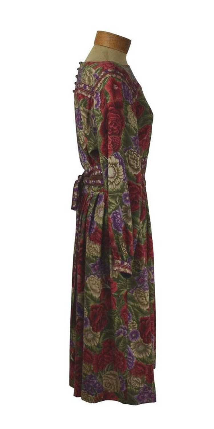 Vintage 1970s Albert Nipon Wool Rose Dress - image 3