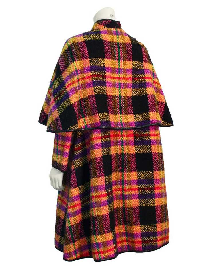 Bonnie Cashin Mutli-colored plaid wool cape with … - image 3