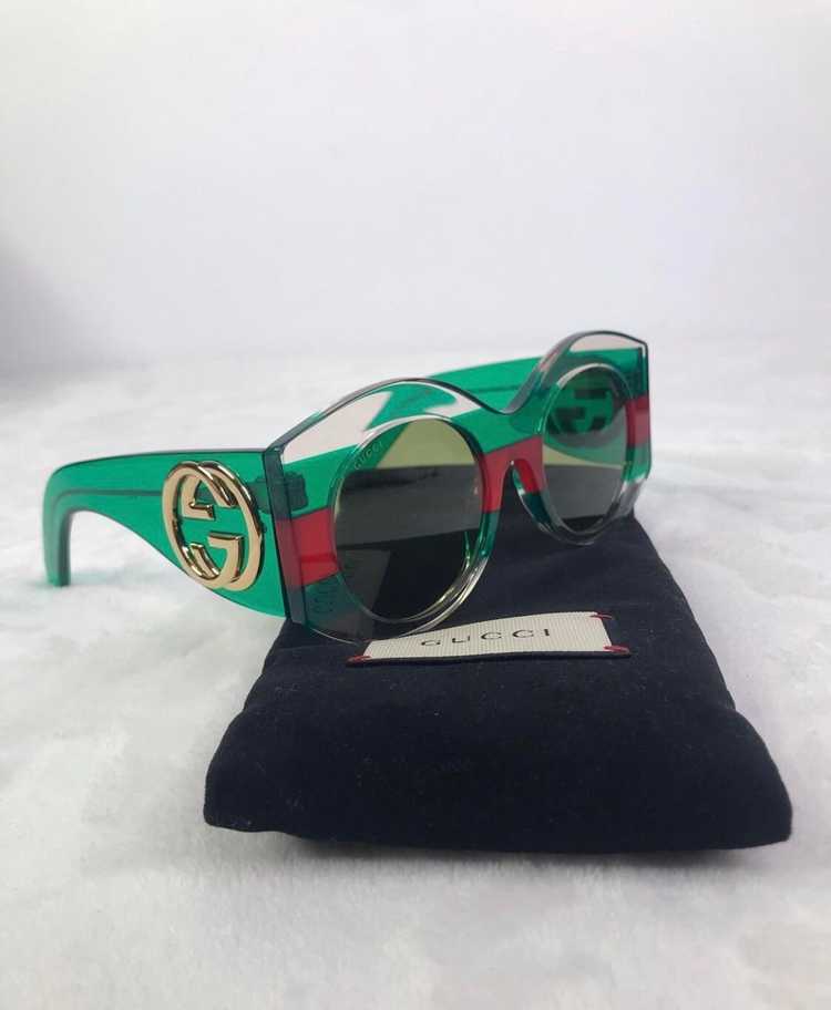 Gucci Gucci Green & Red Round Web Sunglasses - Gem