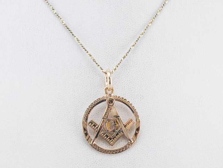 Vintage Gold Masonic Pendant - image 9