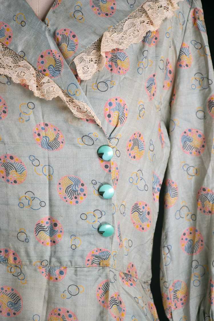 Vintage 1930's Deco Silk Bubble Print Dress - image 3