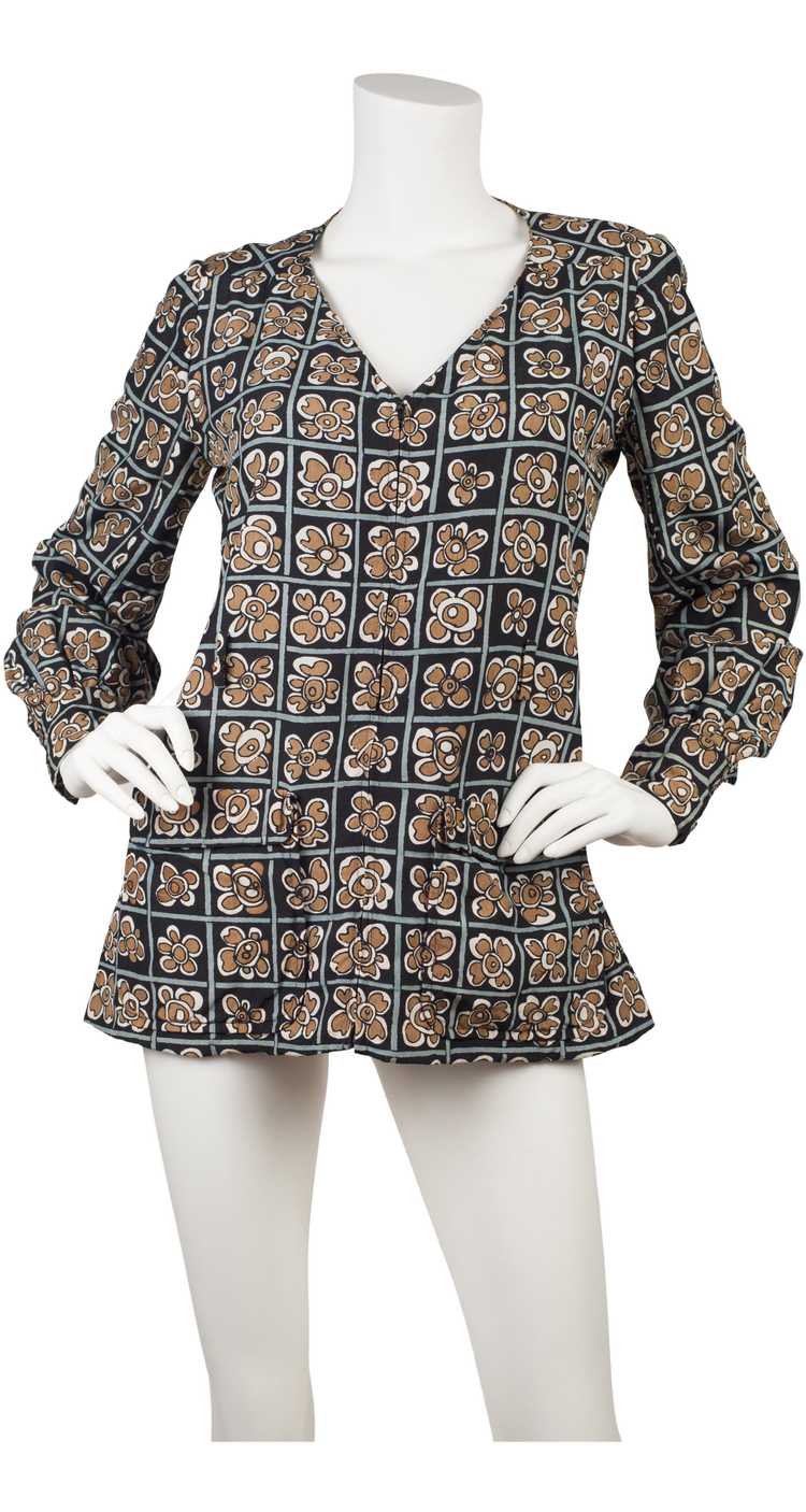 Emanuel Ungaro c. 1971 Floral Pop Art Silk Blouse - image 1