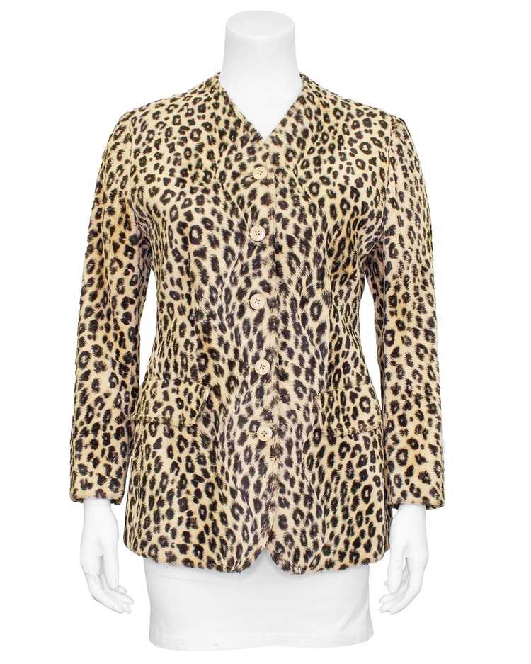 Kenzo Leopard Faux Fur Collarless Jacket - image 3