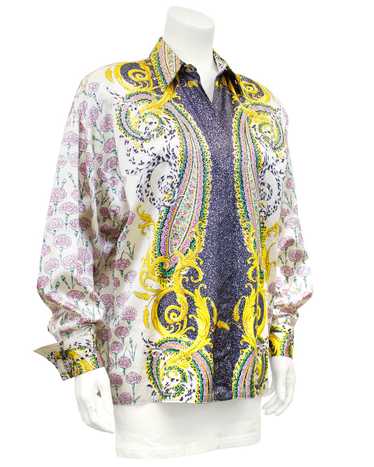 Versace Baroque and Carnation Print Silk Shirt