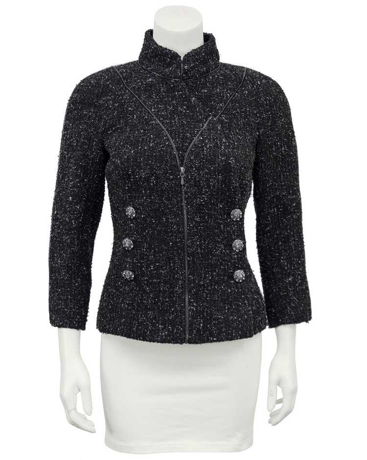 Chanel Grey Boucle Double Breasted Blazer - image 2
