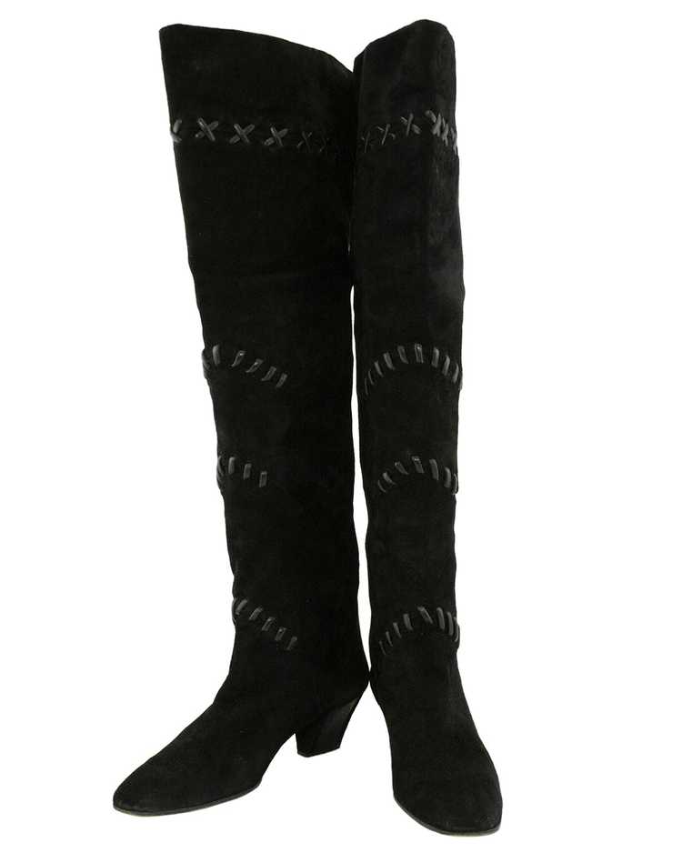 Mario Valentino Black Suede Knee Boots - image 1