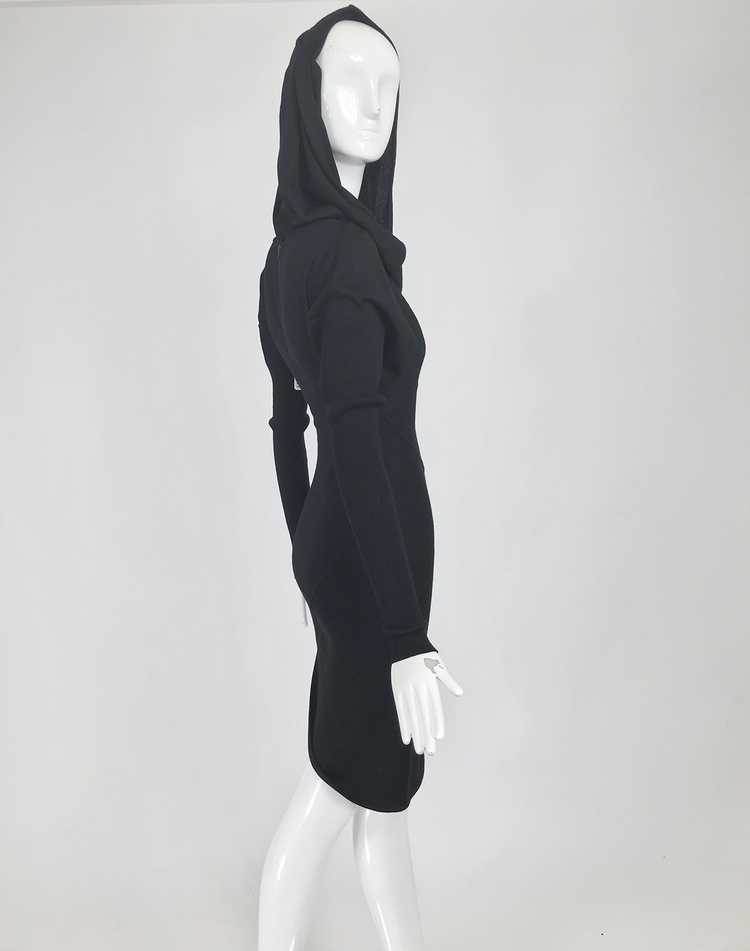 Azzedine Alaïa Black Hooded Body Con Dress 1980s - image 9