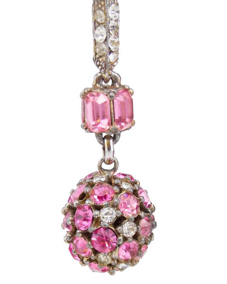 Pink Rhinestone Lariat & Earring Set - image 4