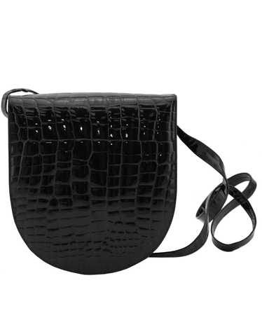 Maud Frizon Black Stamped Leather Crossbody Bag - image 1