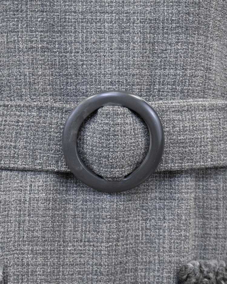 Grey Wool Weave Shift Dress with Persian Lamb Det… - image 4