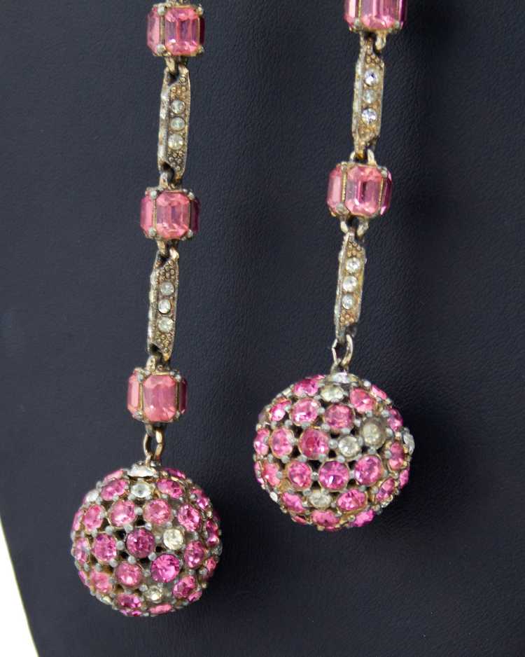 Pink Rhinestone Lariat & Earring Set - image 5
