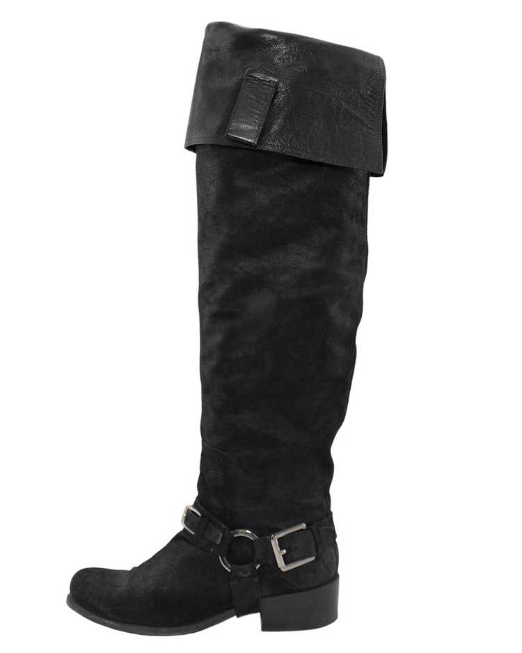 Christian Dior Black Suede Over-the-Knee Boots - image 3