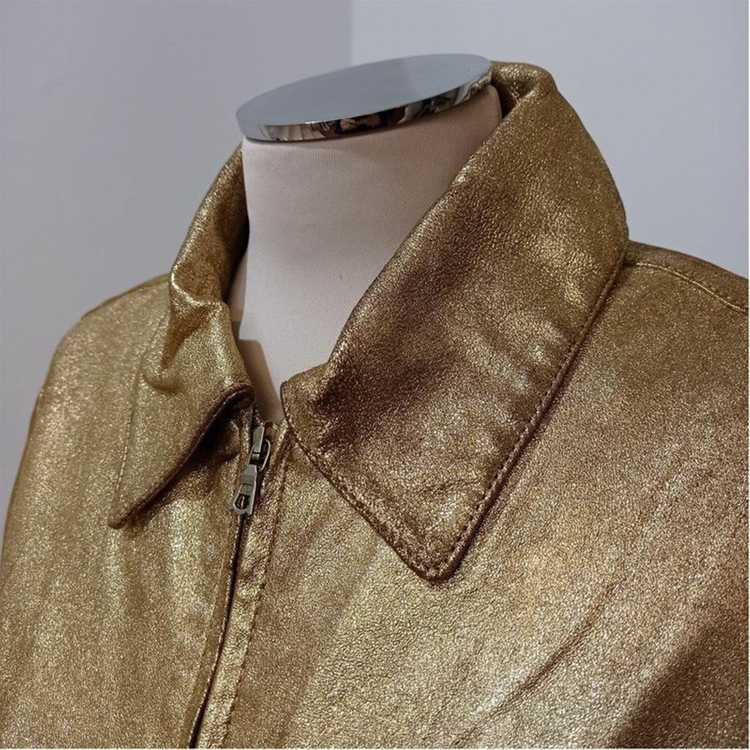 Blumarine Jacket/Coat Leather in Gold - image 6