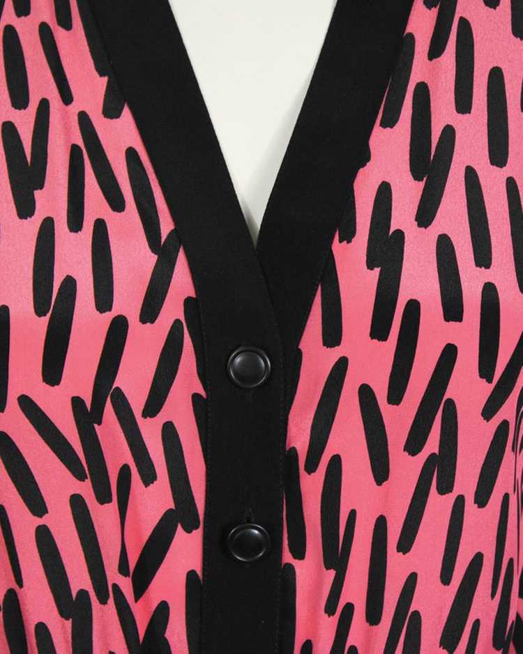 Scherrer Pink and Black Paintbrush Print Dress - image 4