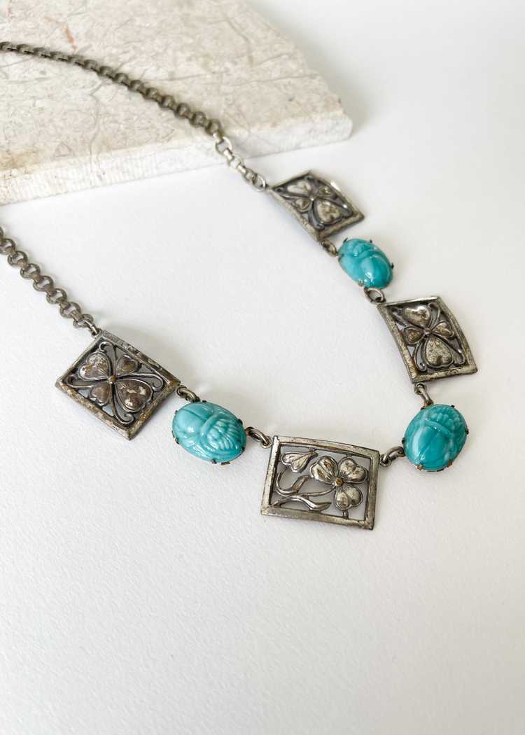 Vintage 1930s Egyptian Revival Scarab Necklace - image 3
