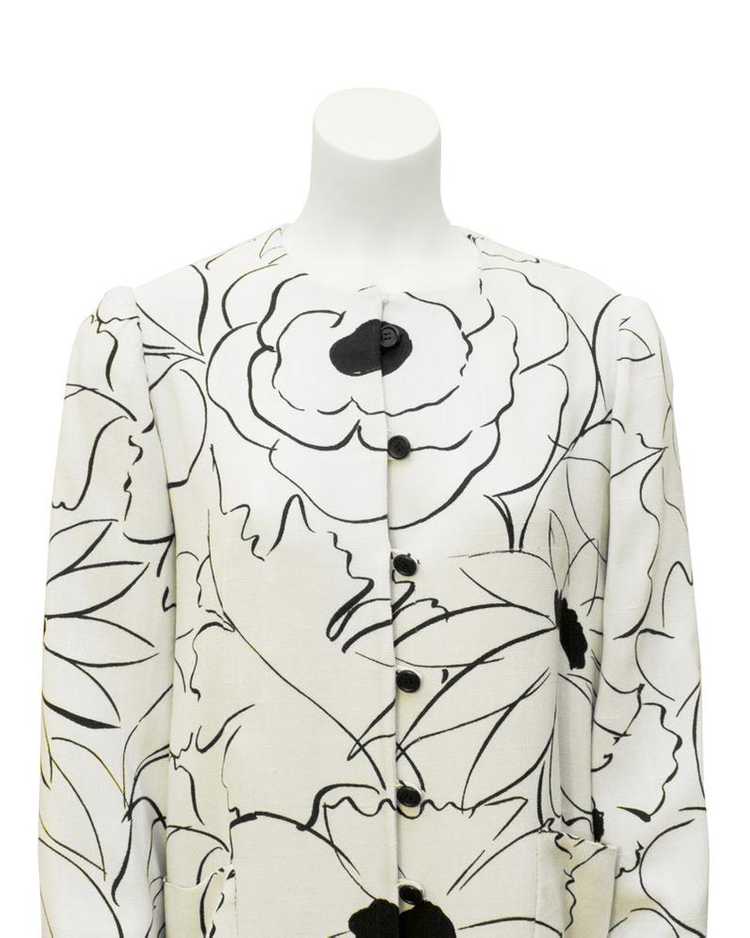 Nina Ricci White & black floral print coat - image 3