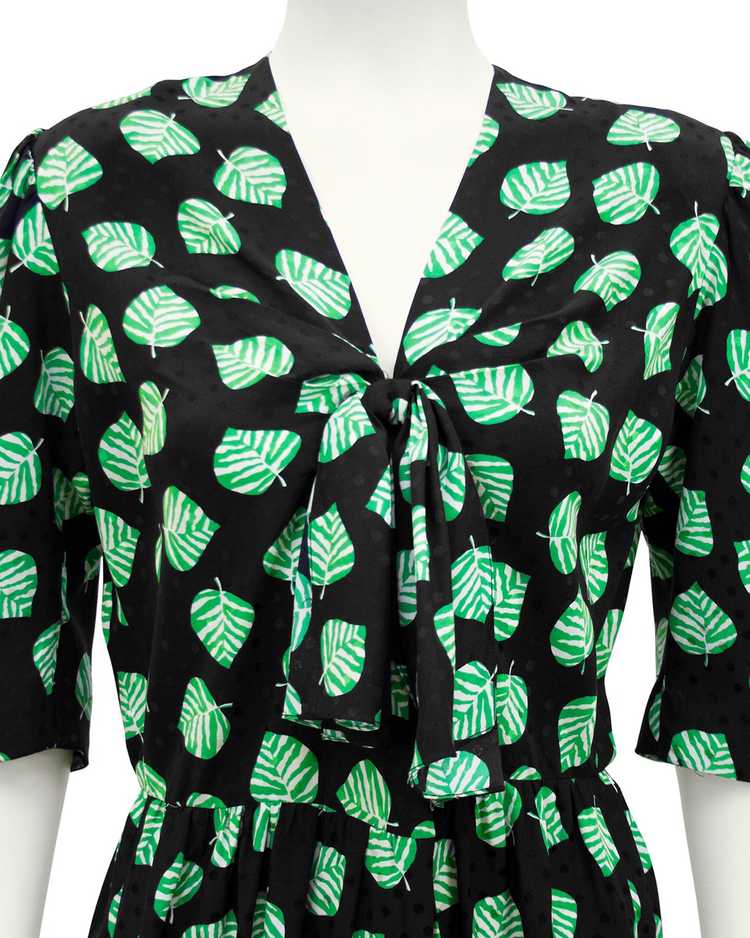 Givenchy Black and Green Leaf Print Dress - image 4