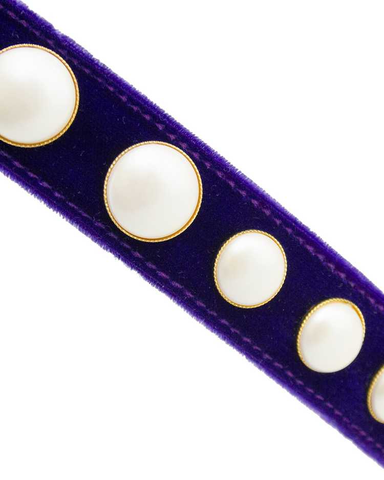Versace Purple Velvet and Pearl Belt - image 3