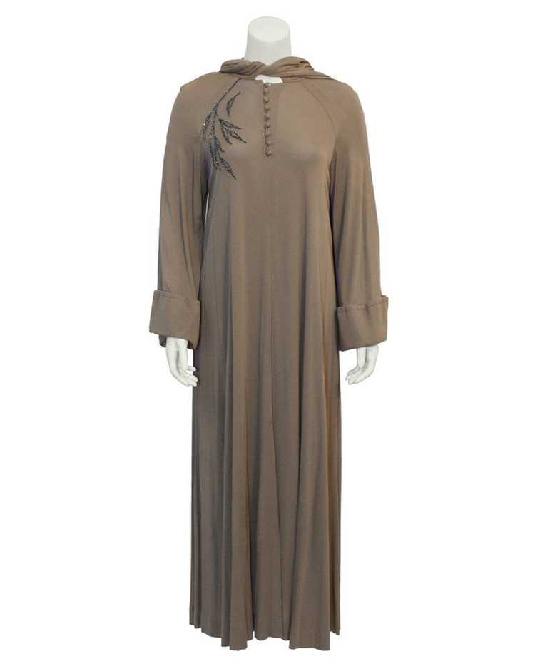 Vicky Tiel Brown Mocha Gown with Hood - image 2