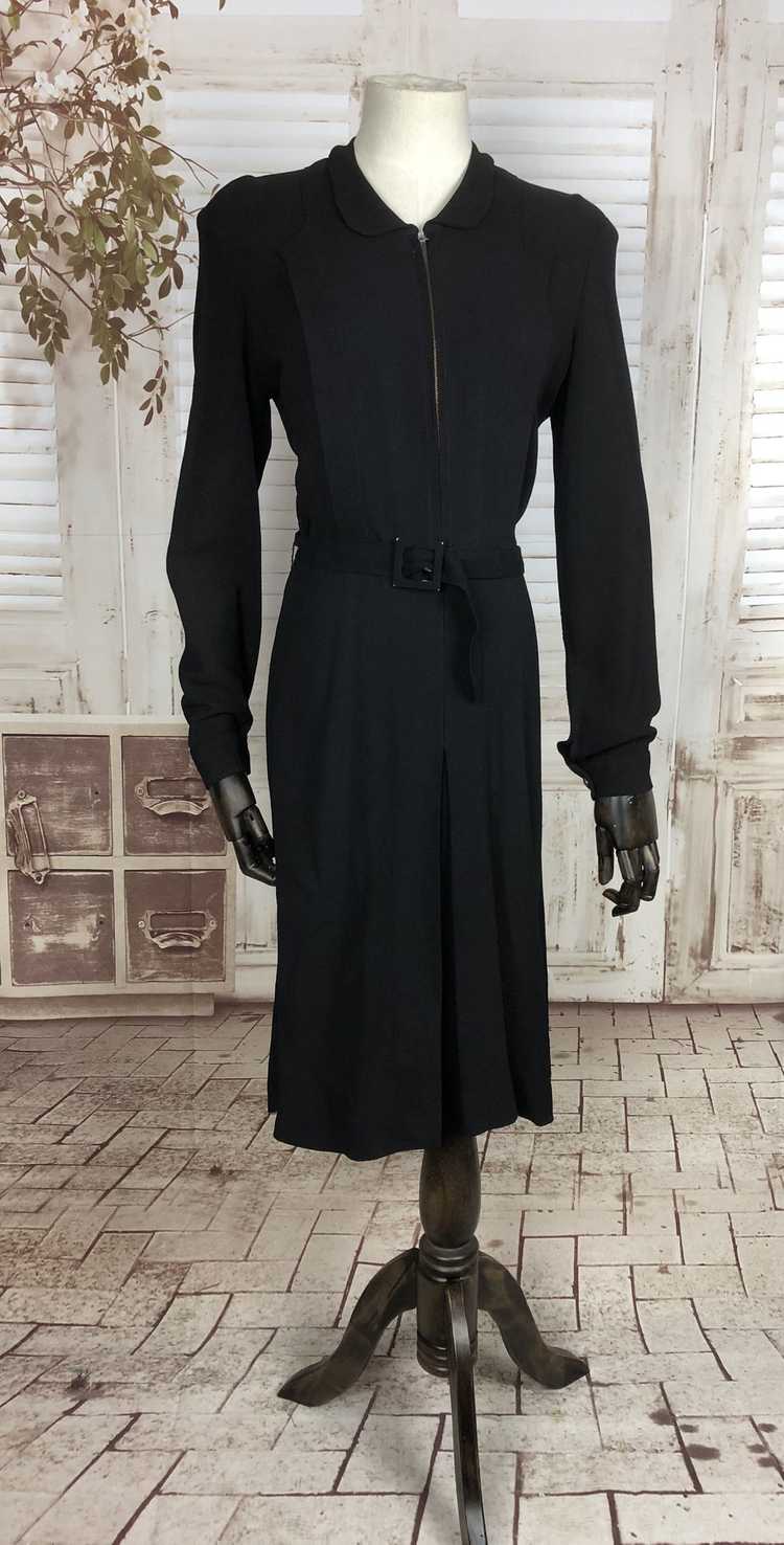 Original 1940s 40s Vintage Black Crepe Day Dress - image 5