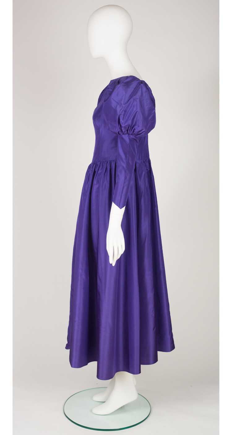 Gina Fratini 1980s Purple Silk Taffeta Juliet Sle… - image 4