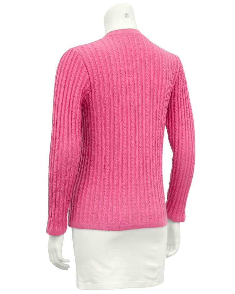Celine Pink Wool Cable Knit Cardigan - image 3