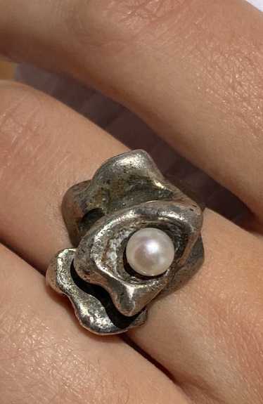 Vintage Sterling Silver Brutalist Checker Cut Smoky Quartz Ring Size 7.75 Vintage Artisan Sterling Silver Smoky Quartz Ring Brutalist Ring