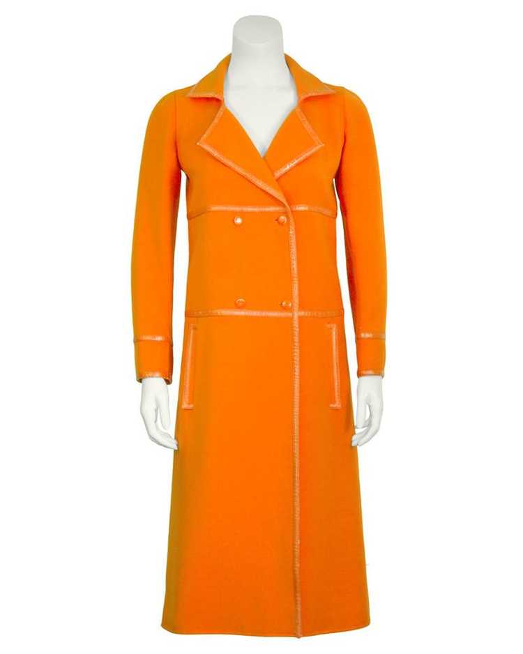 Courrèges Orange Mod Coat with Vinyl Trim - image 2