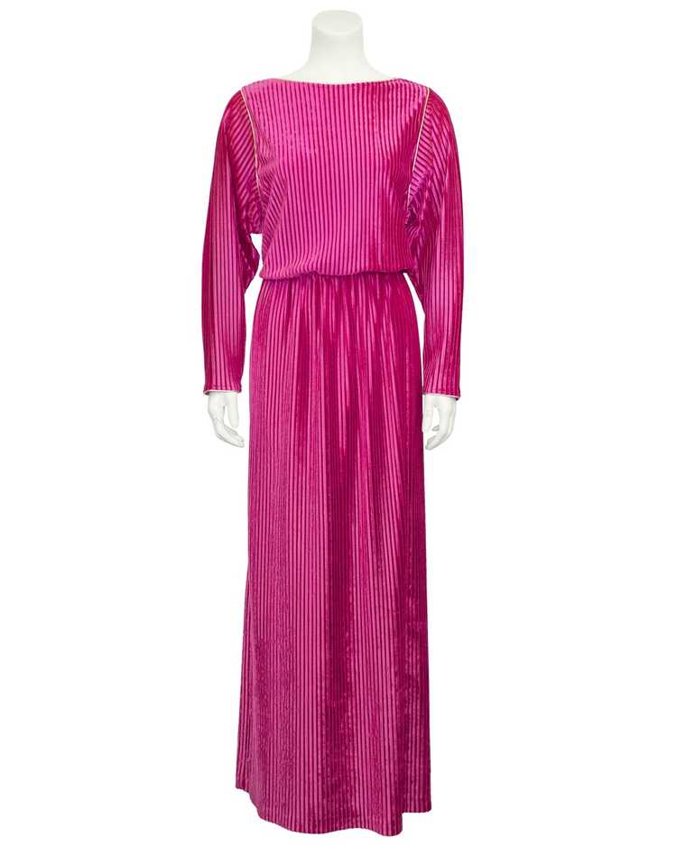Pink Velour Hostess Gown - image 2