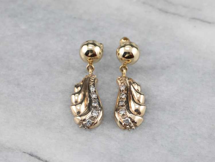 Vintage Cascading Diamond Gold Drop Earrings - image 2