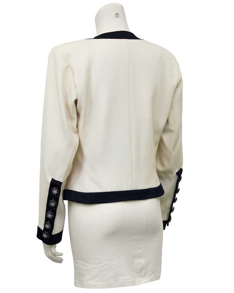 Yves Saint Laurent Cream Cropped Jacket with Blac… - image 2
