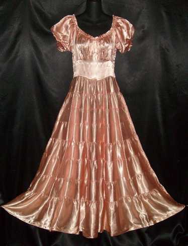 Vintage Grand Sweeping Satin Waltz Gown 34 - image 1