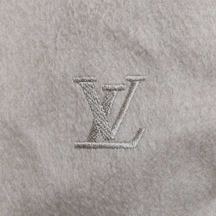 LOUIS VUITTON cashmere silk blend grey black chevron stripe logo