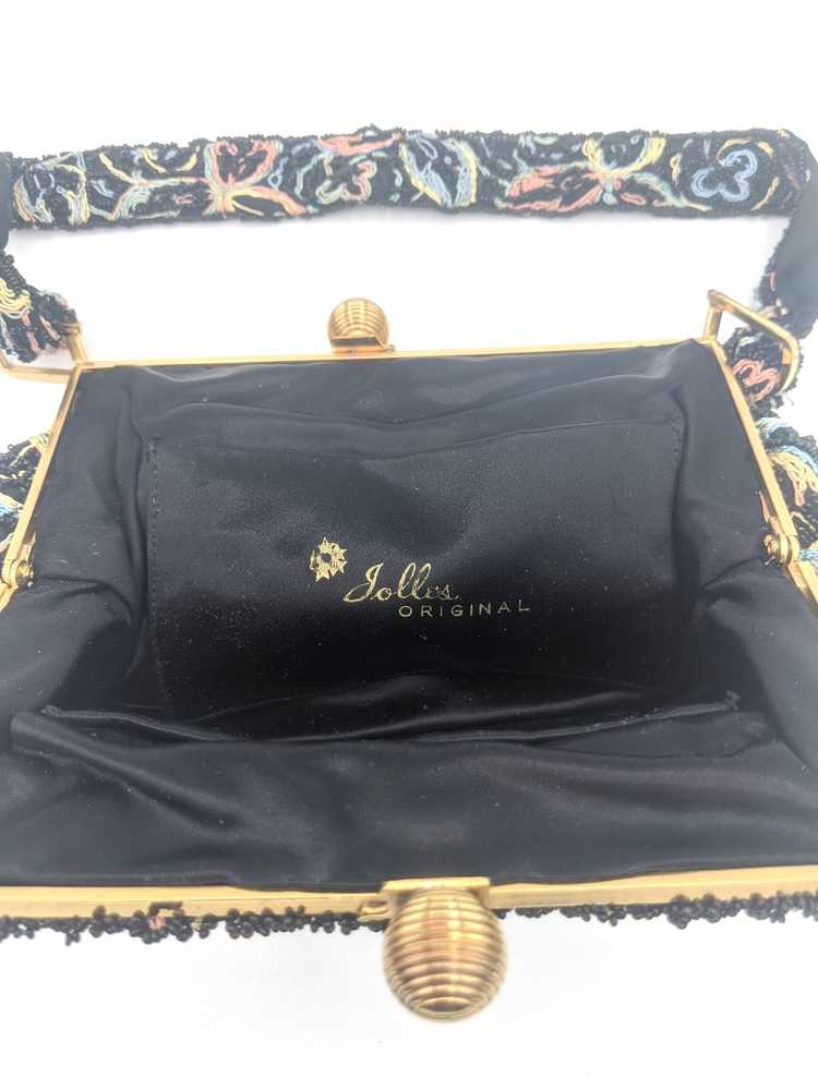 40s Purse Black Beaded and Embroidered evening pu… - image 3