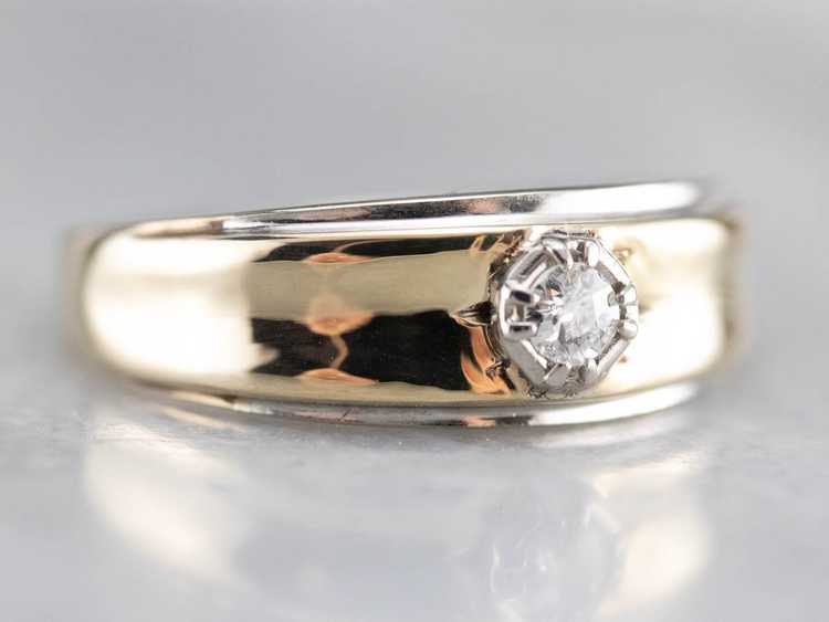 Men's Two Tone Gold Diamond Ring - image 5