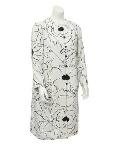 Nina Ricci White & black floral print coat - image 1